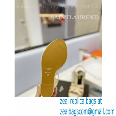 Saint Laurent Heel 12.5cm Platform 3.5cm Tribute Wedge Espadrilles in Patent Leather 611924 Beige - Click Image to Close