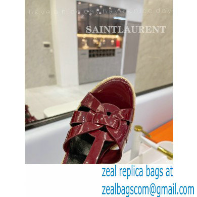 Saint Laurent Heel 12.5cm Platform 3.5cm Tribute Wedge Espadrilles in Patent Leather 611924 Burgundy