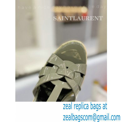 Saint Laurent Heel 12.5cm Platform 3.5cm Tribute Wedge Espadrilles in Patent Leather 611924 Gray