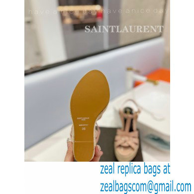 Saint Laurent Heel 12.5cm Platform 3.5cm Tribute Wedge Espadrilles in Patent Leather 611924 Nude