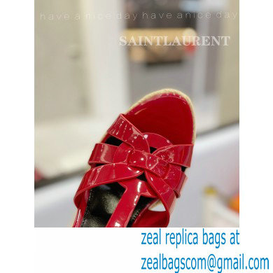 Saint Laurent Heel 12.5cm Platform 3.5cm Tribute Wedge Espadrilles in Patent Leather 611924 Red