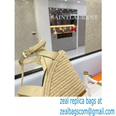 Saint Laurent Heel 12.5cm Platform 3.5cm Tribute Wedge Espadrilles in Smooth Leather 611924 Beige