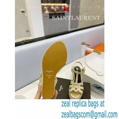 Saint Laurent Heel 12.5cm Platform 3.5cm Tribute Wedge Espadrilles in Smooth Leather 611924 Beige