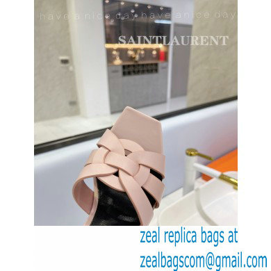 Saint Laurent Heel 6.5cm Tribute Mules Slide Sandals in Smooth Leather Pink