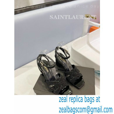 Saint Laurent Heel 6.5cm Tribute Sandals in Crystal Black - Click Image to Close