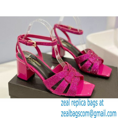 Saint Laurent Heel 6.5cm Tribute Sandals in Crystal Fuchsia