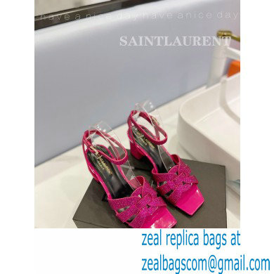 Saint Laurent Heel 6.5cm Tribute Sandals in Crystal Fuchsia
