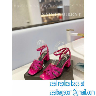 Saint Laurent Heel 6.5cm Tribute Sandals in Crystal Fuchsia