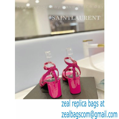 Saint Laurent Heel 6.5cm Tribute Sandals in Crystal Fuchsia