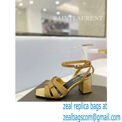 Saint Laurent Heel 6.5cm Tribute Sandals in Crystal Gold