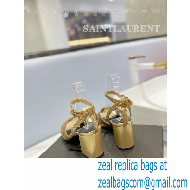 Saint Laurent Heel 6.5cm Tribute Sandals in Crystal Gold