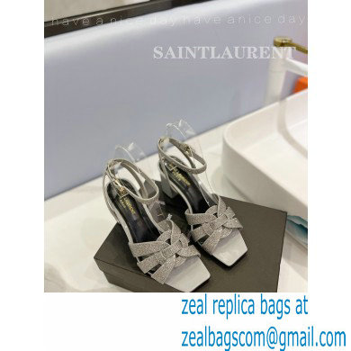 Saint Laurent Heel 6.5cm Tribute Sandals in Crystal Gray