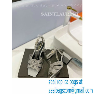 Saint Laurent Heel 6.5cm Tribute Sandals in Crystal Gray