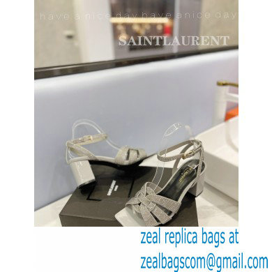 Saint Laurent Heel 6.5cm Tribute Sandals in Crystal Gray