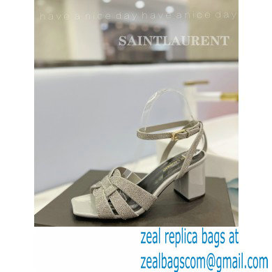 Saint Laurent Heel 6.5cm Tribute Sandals in Crystal Gray