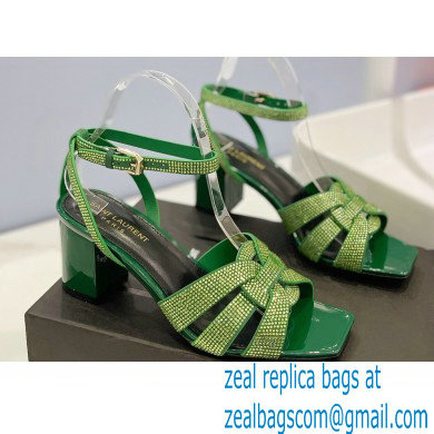 Saint Laurent Heel 6.5cm Tribute Sandals in Crystal Green