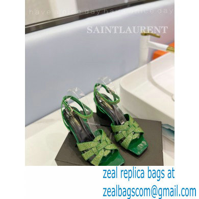 Saint Laurent Heel 6.5cm Tribute Sandals in Crystal Green