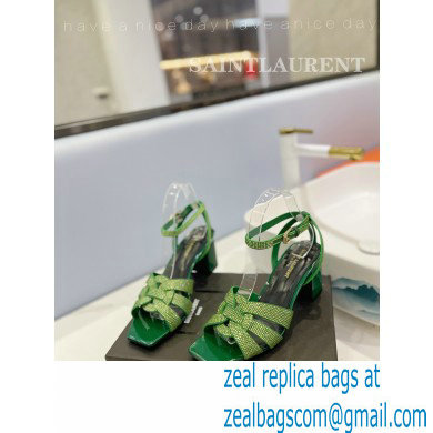 Saint Laurent Heel 6.5cm Tribute Sandals in Crystal Green