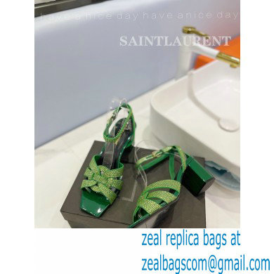 Saint Laurent Heel 6.5cm Tribute Sandals in Crystal Green