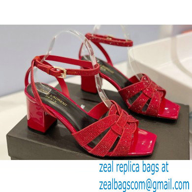 Saint Laurent Heel 6.5cm Tribute Sandals in Crystal Red