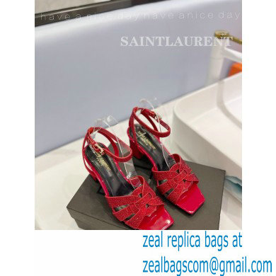 Saint Laurent Heel 6.5cm Tribute Sandals in Crystal Red