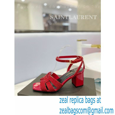 Saint Laurent Heel 6.5cm Tribute Sandals in Crystal Red