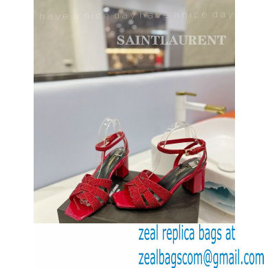 Saint Laurent Heel 6.5cm Tribute Sandals in Crystal Red