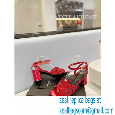 Saint Laurent Heel 6.5cm Tribute Sandals in Crystal Red