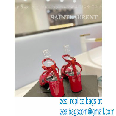 Saint Laurent Heel 6.5cm Tribute Sandals in Crystal Red - Click Image to Close
