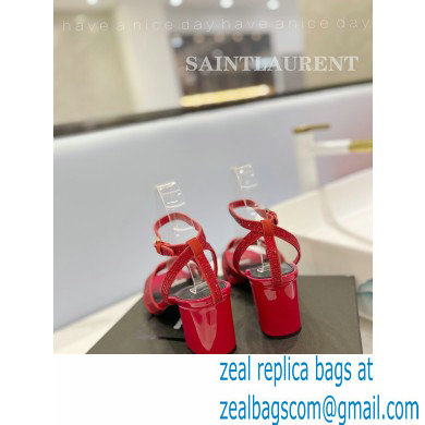 Saint Laurent Heel 6.5cm Tribute Sandals in Crystal Red