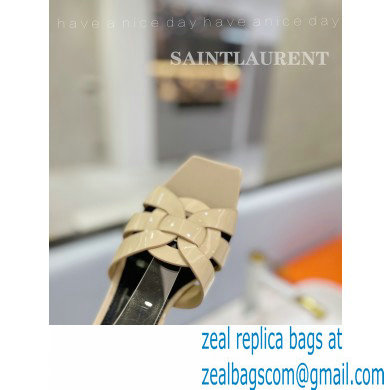 Saint Laurent Heel 6.5cm Tribute Sandals in Patent Leather Beige