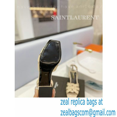 Saint Laurent Heel 6.5cm Tribute Sandals in Patent Leather Beige