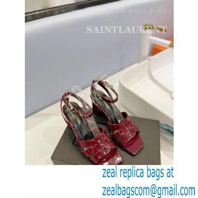 Saint Laurent Heel 6.5cm Tribute Sandals in Patent Leather Burgundy