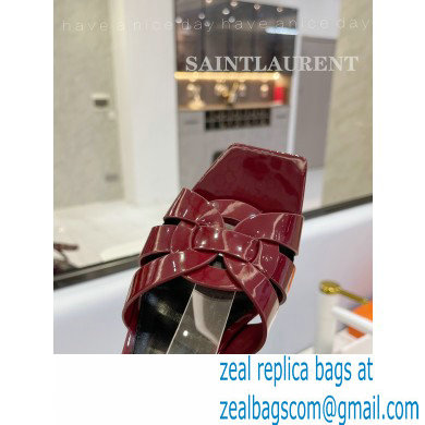 Saint Laurent Heel 6.5cm Tribute Sandals in Patent Leather Burgundy