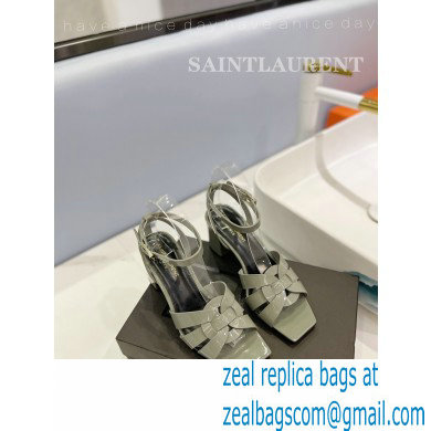 Saint Laurent Heel 6.5cm Tribute Sandals in Patent Leather Gray