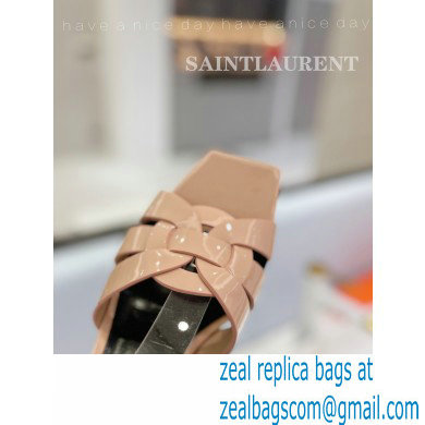 Saint Laurent Heel 6.5cm Tribute Sandals in Patent Leather Nude - Click Image to Close