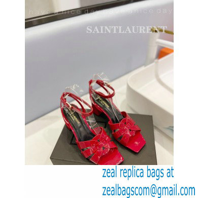 Saint Laurent Heel 6.5cm Tribute Sandals in Patent Leather Red - Click Image to Close