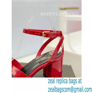 Saint Laurent Heel 6.5cm Tribute Sandals in Patent Leather Red