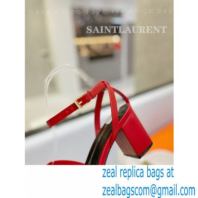 Saint Laurent Heel 6.5cm Tribute Sandals in Smooth Leather Red