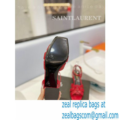 Saint Laurent Heel 6.5cm Tribute Sandals in Smooth Leather Red