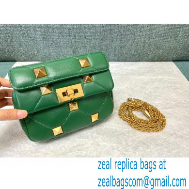 VALENTINO SMALL ROMAN STUD THE SHOULDER BAG IN NAPPA WITH CHAIN 0188S DARK GREEN