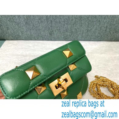 VALENTINO SMALL ROMAN STUD THE SHOULDER BAG IN NAPPA WITH CHAIN 0188S DARK GREEN