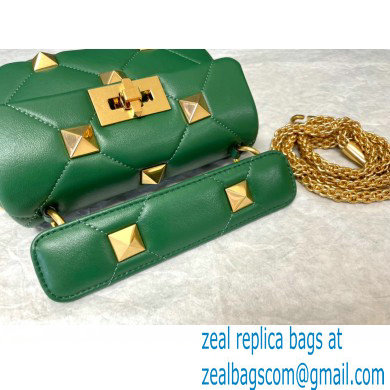 VALENTINO SMALL ROMAN STUD THE SHOULDER BAG IN NAPPA WITH CHAIN 0188S DARK GREEN