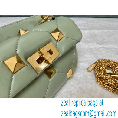 VALENTINO SMALL ROMAN STUD THE SHOULDER BAG IN NAPPA WITH CHAIN 0188S LIGHT GREEN