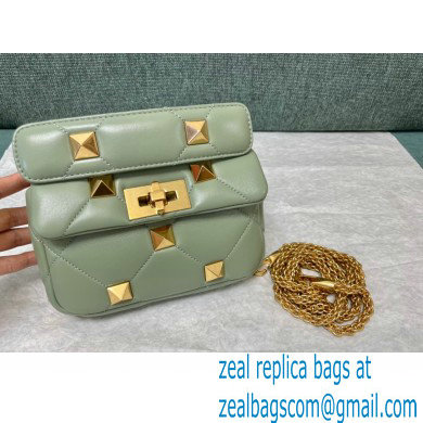 VALENTINO SMALL ROMAN STUD THE SHOULDER BAG IN NAPPA WITH CHAIN 0188S LIGHT GREEN