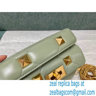 VALENTINO SMALL ROMAN STUD THE SHOULDER BAG IN NAPPA WITH CHAIN 0188S LIGHT GREEN
