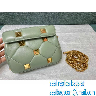 VALENTINO SMALL ROMAN STUD THE SHOULDER BAG IN NAPPA WITH CHAIN 0188S LIGHT GREEN