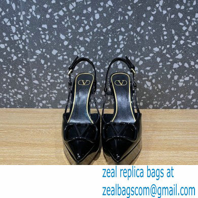 Valentino Heel 10.3cm Platform 2cm VLogo Signature Slingback Pumps Patent Black 2023