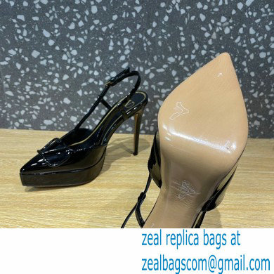 Valentino Heel 10.3cm Platform 2cm VLogo Signature Slingback Pumps Patent Black 2023