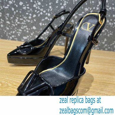 Valentino Heel 10.3cm Platform 2cm VLogo Signature Slingback Pumps Patent Black 2023